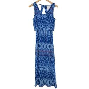 Delirious Blue Sleeveless Tank Maxi Back cut outs